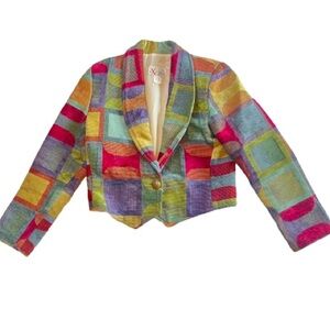 Vintage Colorful Patchwork Women's Blazer Jacket